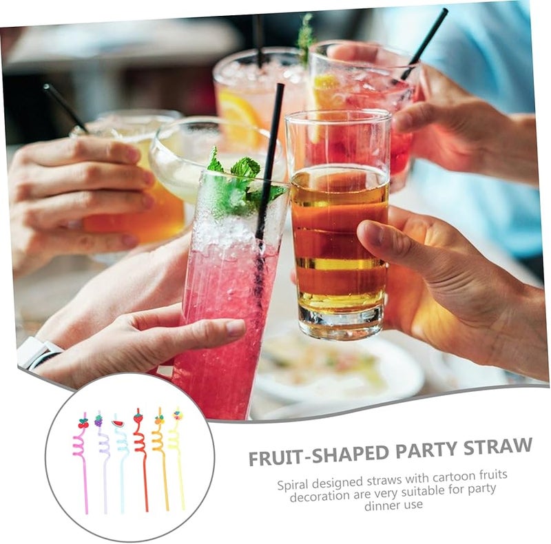 12Pcs Fruit Shaped Spiral Drinking Straws Summer Birthday Party Decorations - Image 5